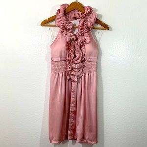 Ruffled Halter Top Satin Dress